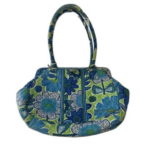 Vera Bradley "Doodle Daisy" Frame‎ Purse Blue Floral Medium Size